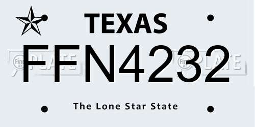 FFN4232 Texas License Plate