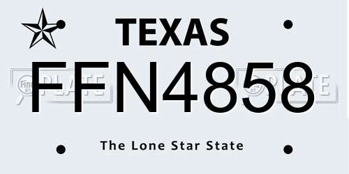 FFN4858 Texas License Plate