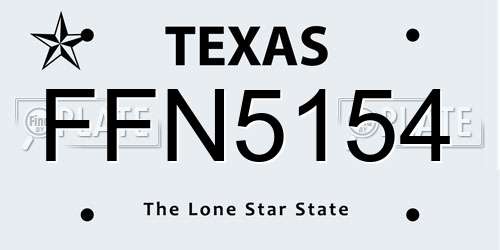 FFN5154 Texas License Plate