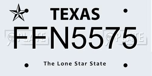 FFN5575 Texas License Plate