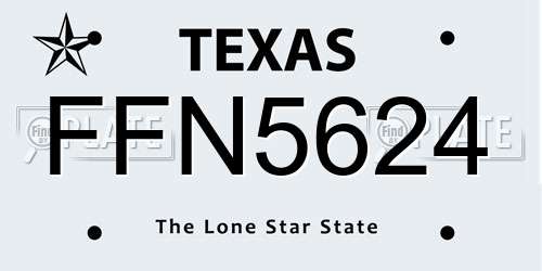 FFN5624 Texas License Plate