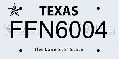 FFN6004 Texas License Plate