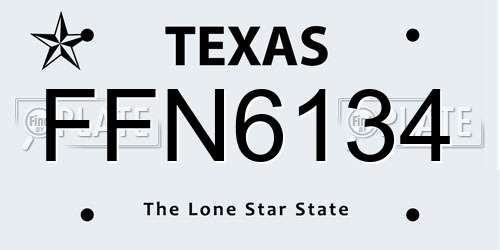 FFN6134 Texas License Plate