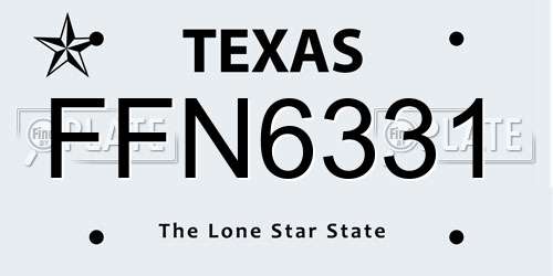 FFN6331 Texas License Plate
