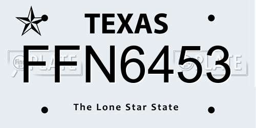 FFN6453 Texas License Plate