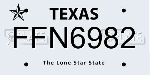 FFN6982 Texas License Plate