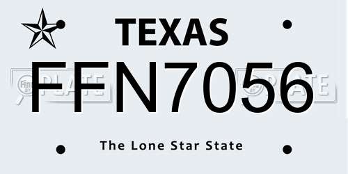 FFN7056 Texas License Plate