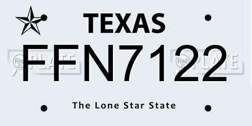 FFN7122 Texas License Plate