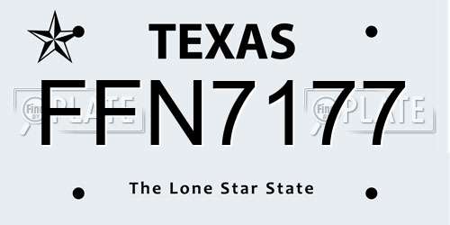 FFN7177 Texas License Plate
