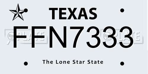 FFN7333 Texas License Plate