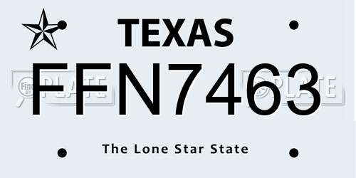 FFN7463 Texas License Plate