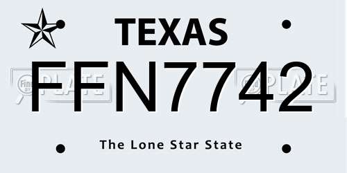 FFN7742 Texas License Plate