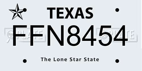 FFN8454 Texas License Plate