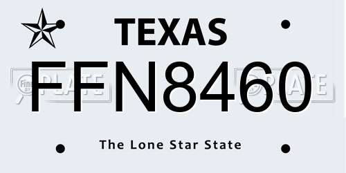 FFN8460 Texas License Plate
