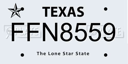 FFN8559 Texas License Plate