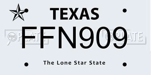 FFN909 Texas License Plate