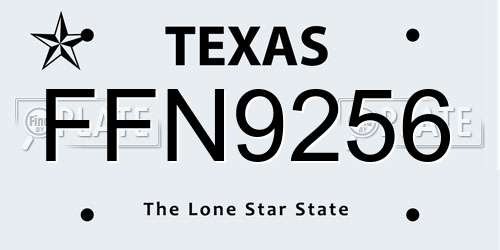 FFN9256 Texas License Plate