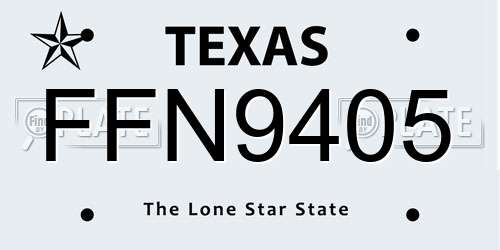 FFN9405 Texas License Plate