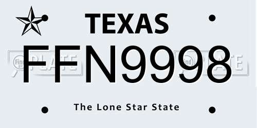 FFN9998 Texas License Plate