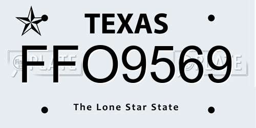 FFO9569 Texas License Plate