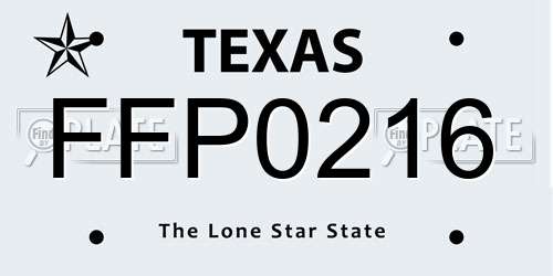 FFP0216 Texas License Plate