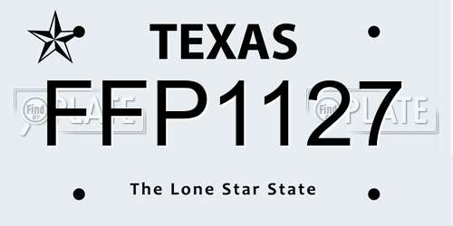 FFP1127 Texas License Plate
