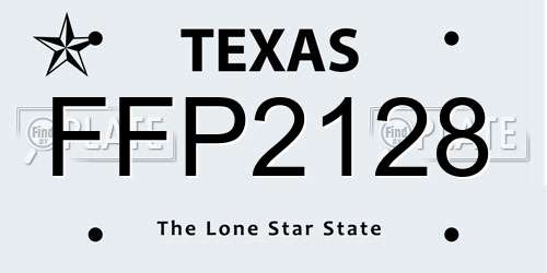 FFP2128 Texas License Plate
