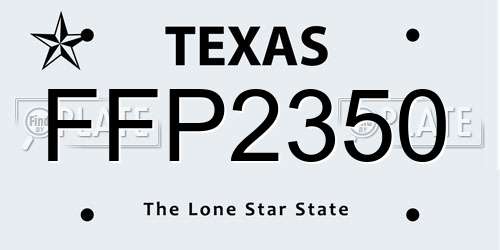 FFP2350 Texas License Plate