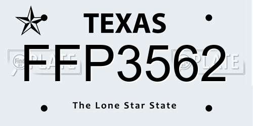 FFP3562 Texas License Plate