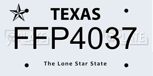 FFP4037 Texas License Plate