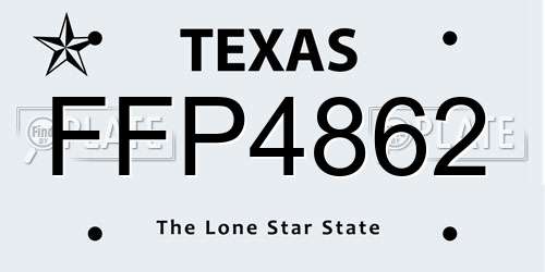 FFP4862 Texas License Plate
