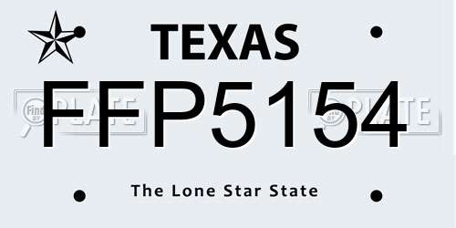 FFP5154 Texas License Plate