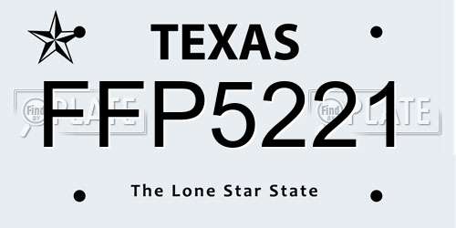 FFP5221 Texas License Plate