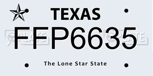 FFP6635 Texas License Plate