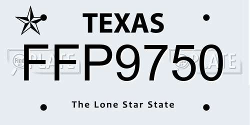 FFP9750 Texas License Plate