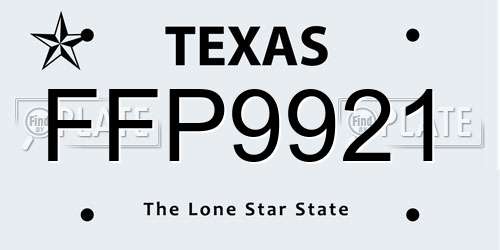 FFP9921 Texas License Plate