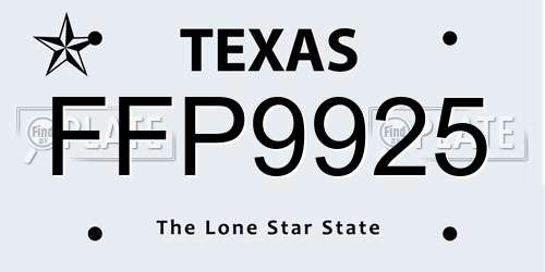 FFP9925 Texas License Plate