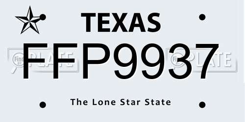 FFP9937 Texas License Plate