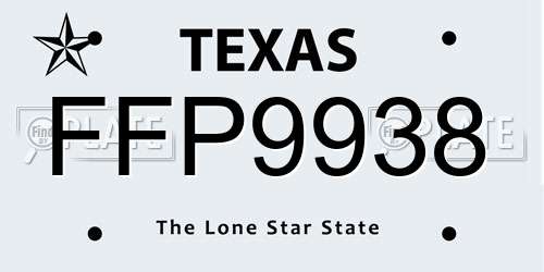 FFP9938 Texas License Plate