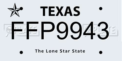 FFP9943 Texas License Plate
