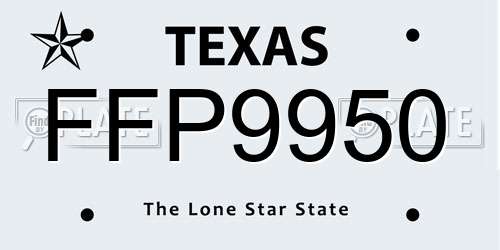 FFP9950 Texas License Plate