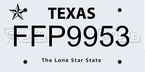 FFP9953 Texas License Plate