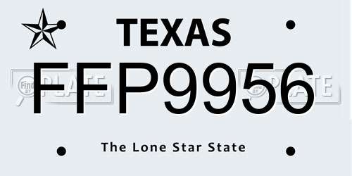 FFP9956 Texas License Plate