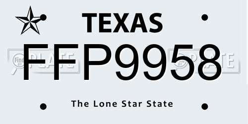 FFP9958 Texas License Plate