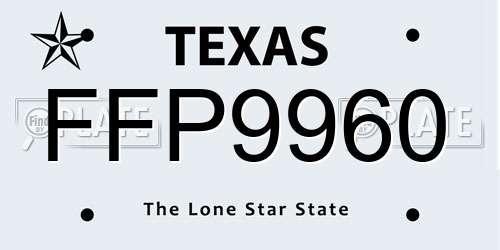 FFP9960 Texas License Plate