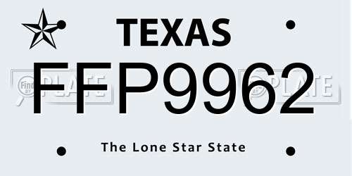 FFP9962 Texas License Plate