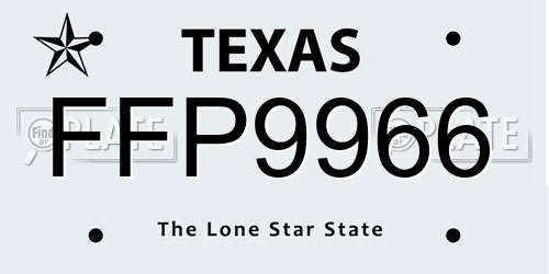 FFP9966 Texas License Plate