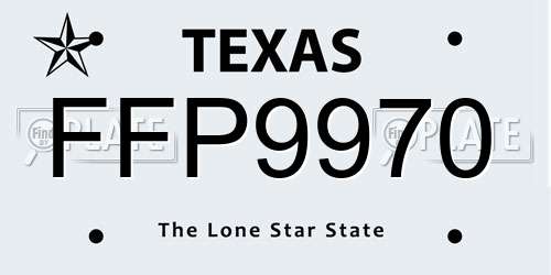 FFP9970 Texas License Plate