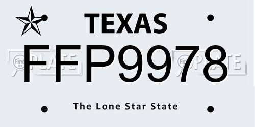 FFP9978 Texas License Plate