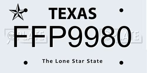 FFP9980 Texas License Plate